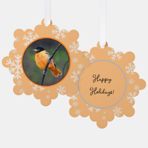 Oriole Painting - Original Bird Art Tree Decoration Card