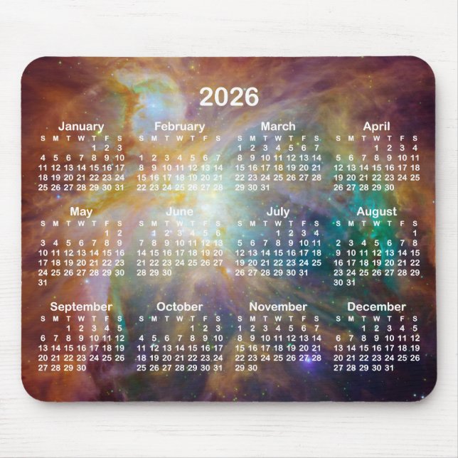 Orion Nebula 2026 Calendar Mouse Pad (Front)