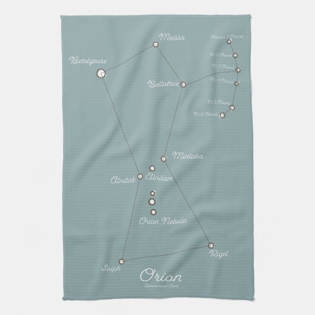 Orion Nebula Astronomical Chart Tea Towel (Vertical)