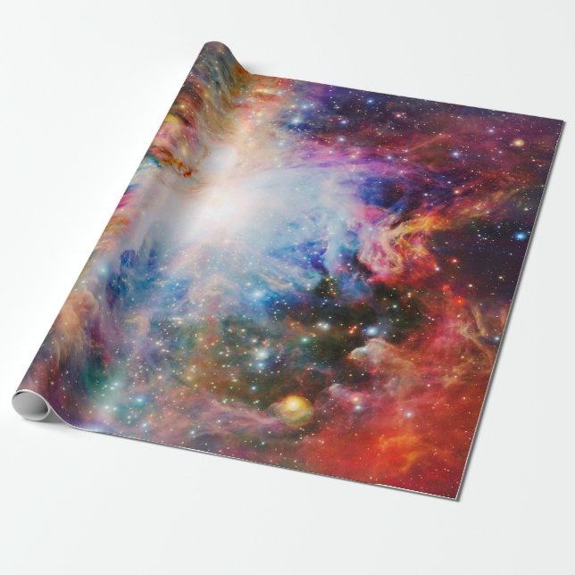 Orion Nebula Big Rainbow Wrapping Paper (Unrolled)