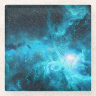 Orion nebula, blue light, astronomy. glass coaster