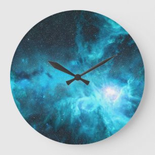 Orion nebula, blue light, astronomy. large clock