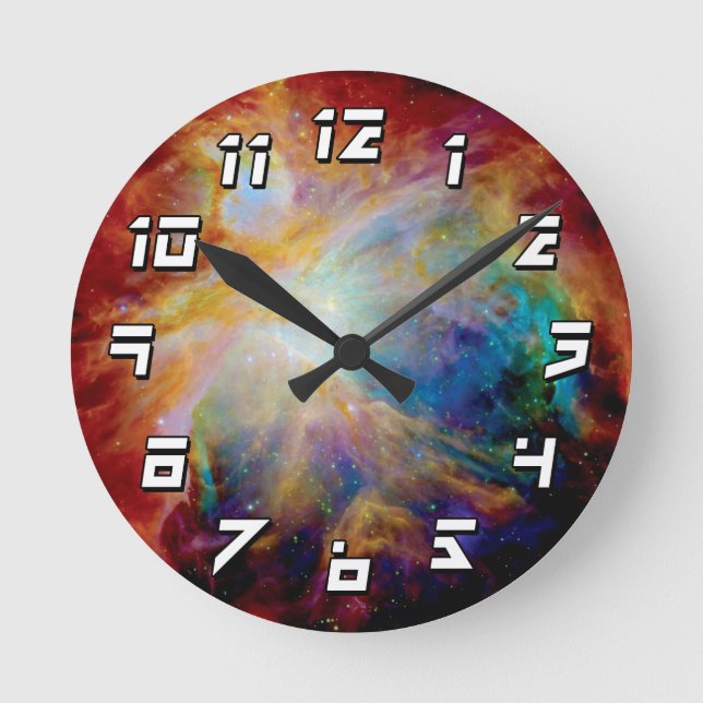 Orion Nebula Hubble Spitzer Telescope Space Photo Round Clock (Front)
