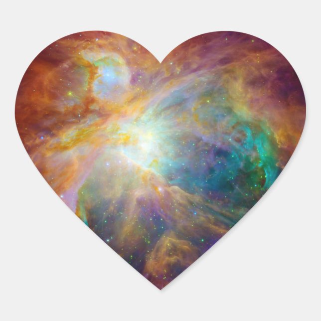 Orion Nebula (Hubble & Spitzer Telescopes) Heart Sticker (Front)