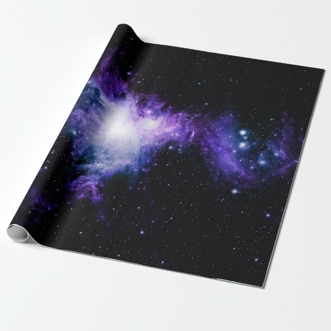 Orion Nebula Long Purple Blue Wrapping Paper (Unrolled)