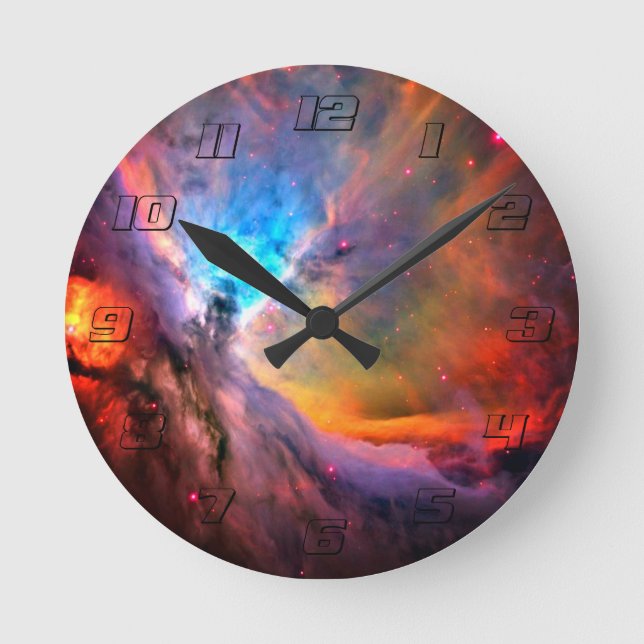 Orion Nebula Space Galaxy high contrast Round Clock (Front)