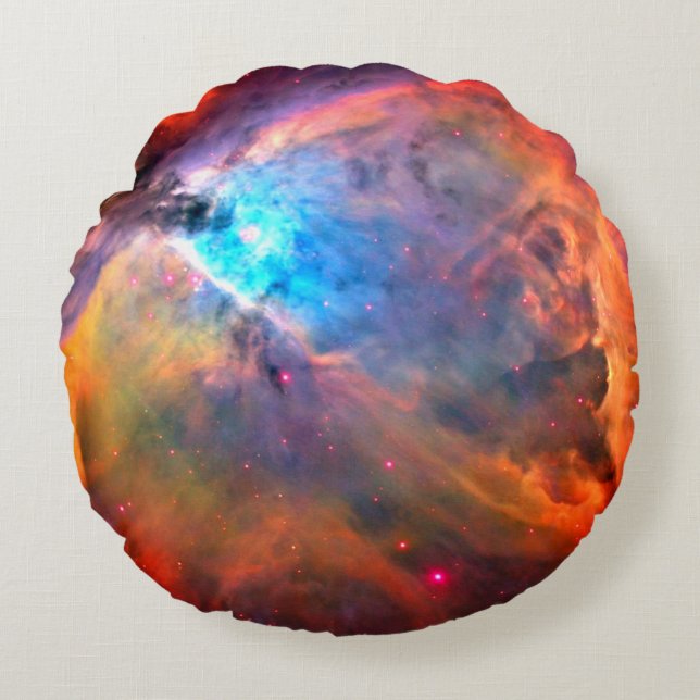 Orion Nebula Space Galaxy high contrast Round Cushion (Front)