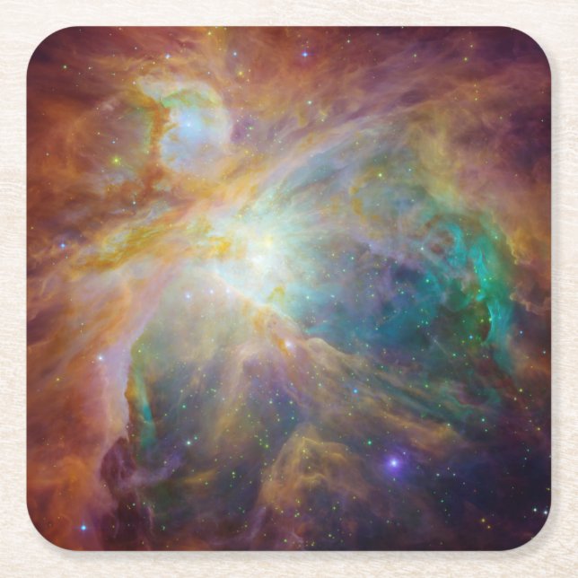 Orion Nebula Stars Composite Square Paper Coaster (Front)