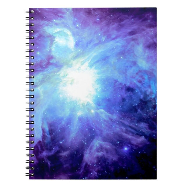 Orion Nebula Turquoise Periwinkle Lavender Galaxy Notebook (Front)