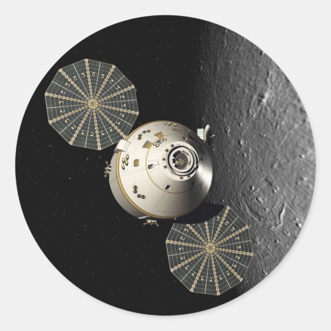 Orion Spacecraft in Lunar Orbit Classic Round Sticker (Front)