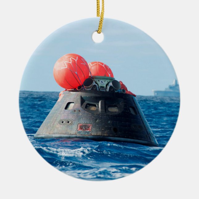 Orion Spacecraft Parachute Landing Ceramic Ornament (Front)