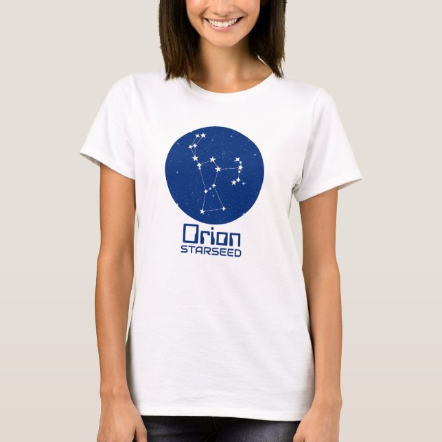 Orion Starseed T-Shirt – Blue & White Design (Front)