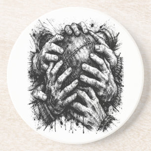 Orkney Dark Art Ink Illustration – Grasping Hands  Coaster
