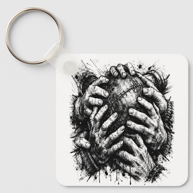 Orkney Dark Art Ink Illustration – Grasping Hands  Key Ring (Front)