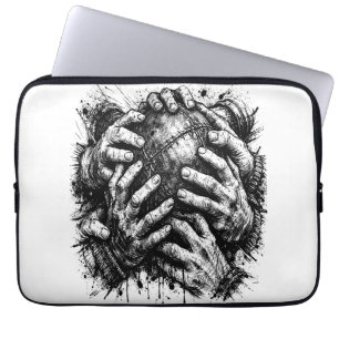 Orkney Dark Art Ink Illustration – Grasping Hands Laptop Sleeve