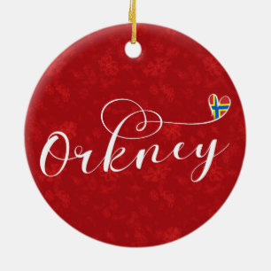 Orkney Flag in Heart, Northern Isles, Scotland Ceramic Ornament