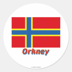 Orkney Flag with Name Classic Round Sticker