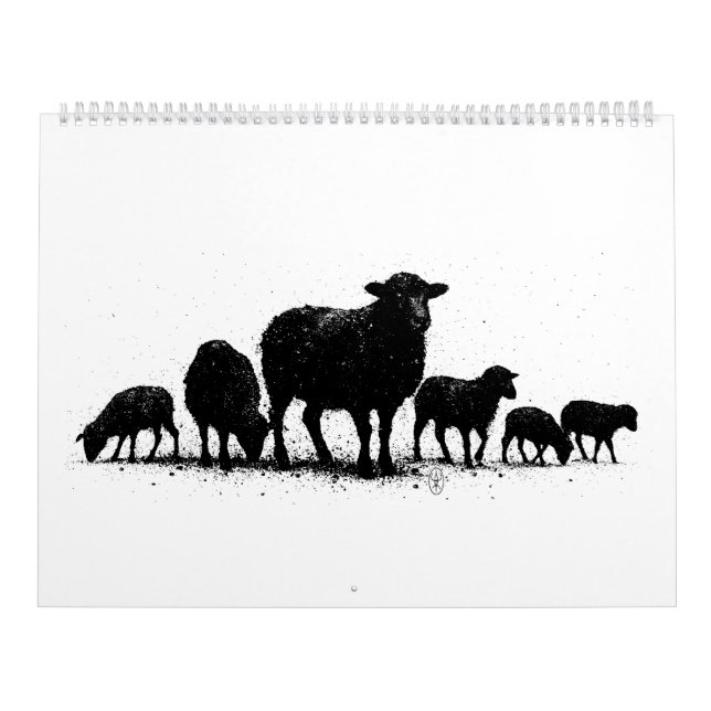 Orkney Sheep — Ink Silhouette Flock Calendar (Cover)