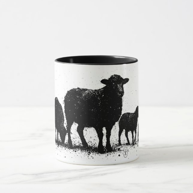 Orkney Sheep — Ink Silhouette Flock Mug (Center)