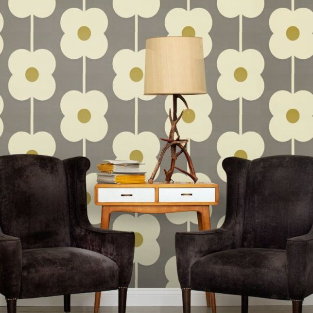 Orla Kiely Abacus Flower Lined Eyelet White, Grey Wallpaper (Creator Uploaded)