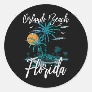 Orlando Beach Florida Family Vacation Palm Tree Su Classic Round Sticker
