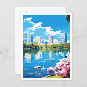 Orlando Beach Florida vintage travel illustration Postcard