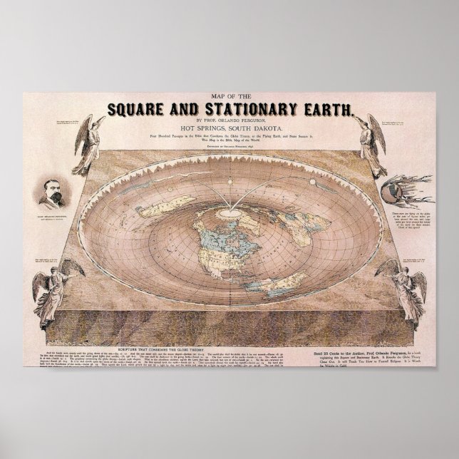 Orlando Ferguson Flat Earth Map Poster (Front)
