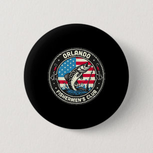 Orlando Fishermen's Club American Flag Fishing 6 Cm Round Badge