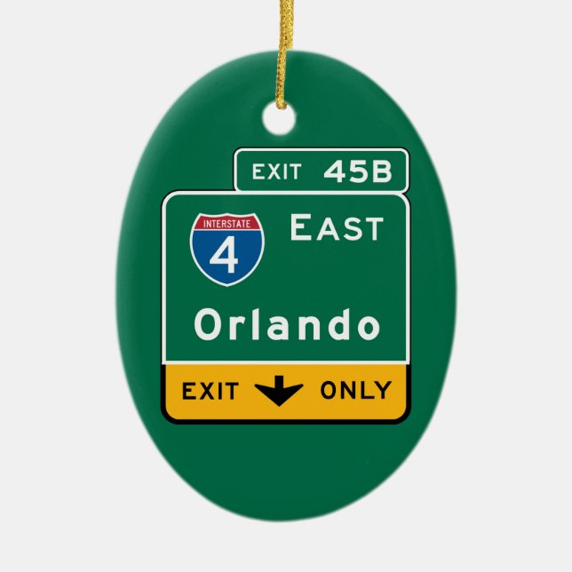 Orlando, FL Road Sign Ceramic Ornament (Front)