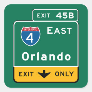Orlando, FL Road Sign Square Sticker