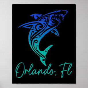 Orlando Fl Shark Scu Diving Surfer Surf Florida Su Poster