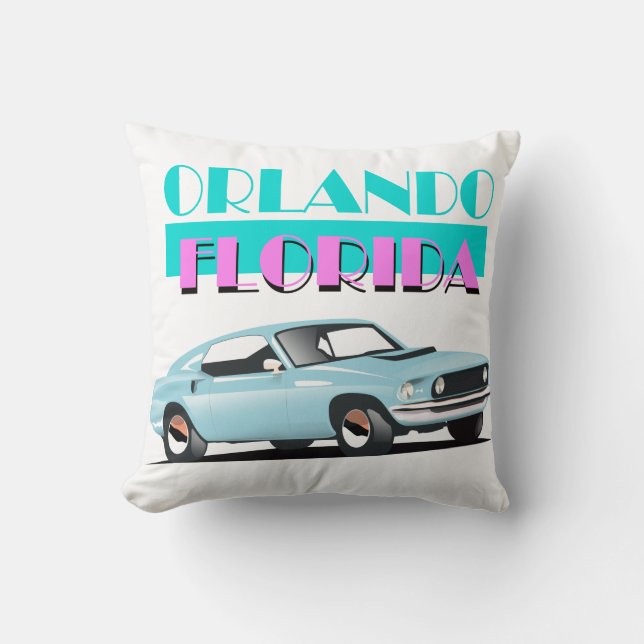 Orlando Florida 80s poster Cushion (Front)
