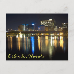 Orlando, Florida at night from across Lake Lucerne Postcard
