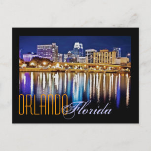 Orlando, Florida at night from Lake Lucerne. Postcard