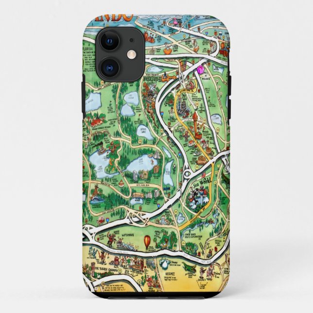 Orlando Florida Cartoon Map Case-Mate iPhone Case (Back)