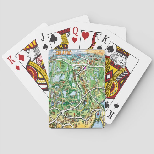 Orlando Florida Cartoon Map Playing Cards (Back)