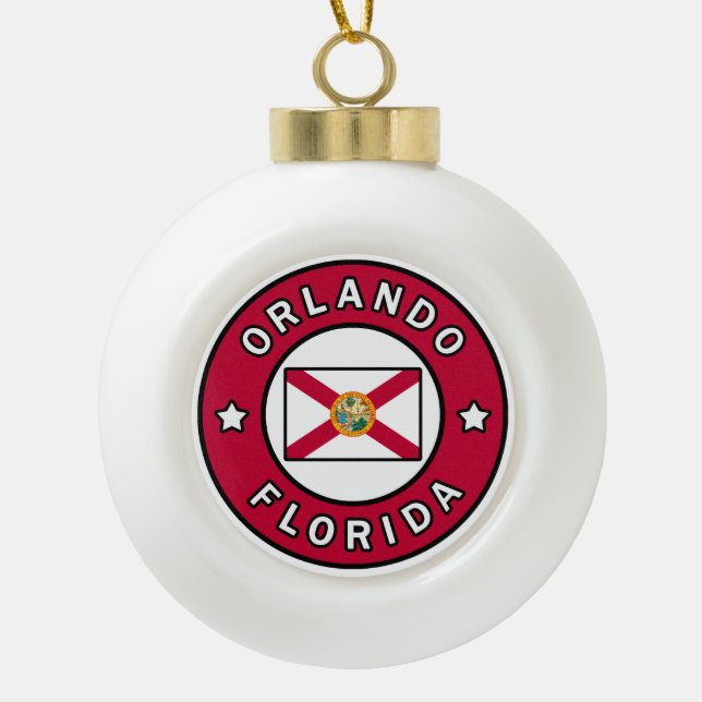 Orlando Florida Ceramic Ball Christmas Ornament (Front)