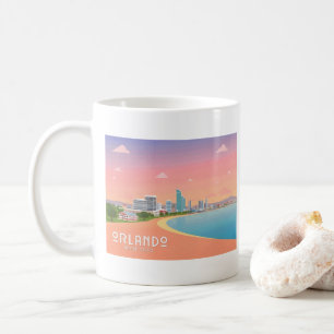 Orlando Florida Coastline Cityscape Pastel Travel Coffee Mug