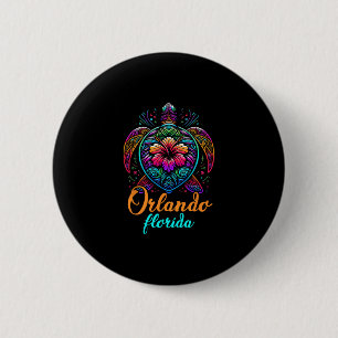 Orlando Florida Colorful Sea Turtle Beach Summer V 6 Cm Round Badge