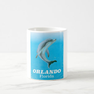 Orlando florida dolphin vintage travel poster coffee mug