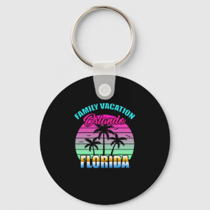 Orlando Florida Family Vacation Retro Sunset Key Ring