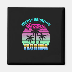 Orlando Florida Family Vacation Retro Sunset Magnet