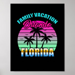 Orlando Florida Family Vacation Retro Sunset Poster