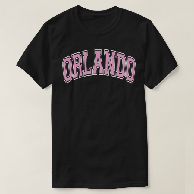 Orlando Florida FL Varsity Style Pink Tet Pullover (Design Front)