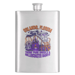 Orlando Florida Halloween Theme Park Coaster Ghoul Hip Flask