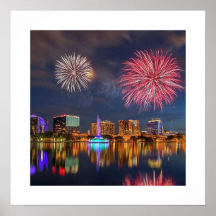 Orlando Florida Lake Eola Fireworks & Fountain Poster