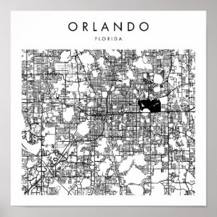 Orlando Florida Minimal Modern Street Map Poster