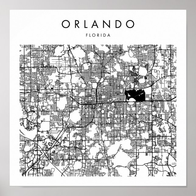 Orlando Florida Minimal Modern Street Map Poster (Front)
