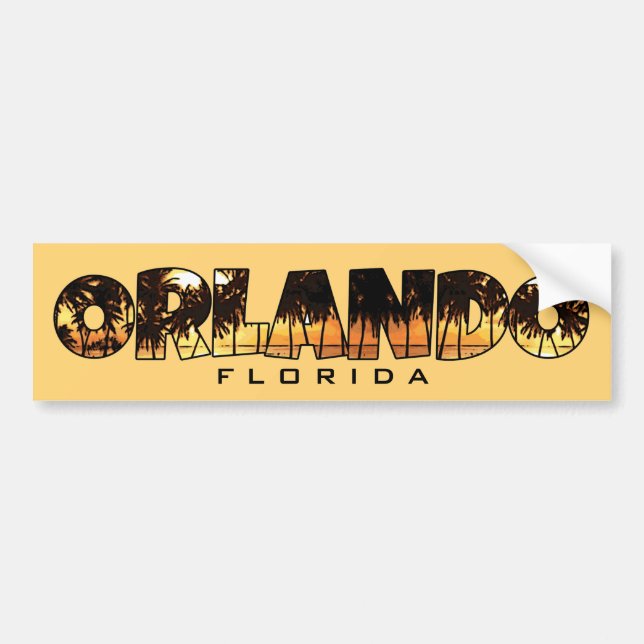 Orlando Florida palm trees bumper sticker (Front)
