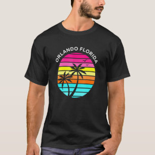 Orlando Florida Palm Trees Colourful Retro Vintage T-Shirt